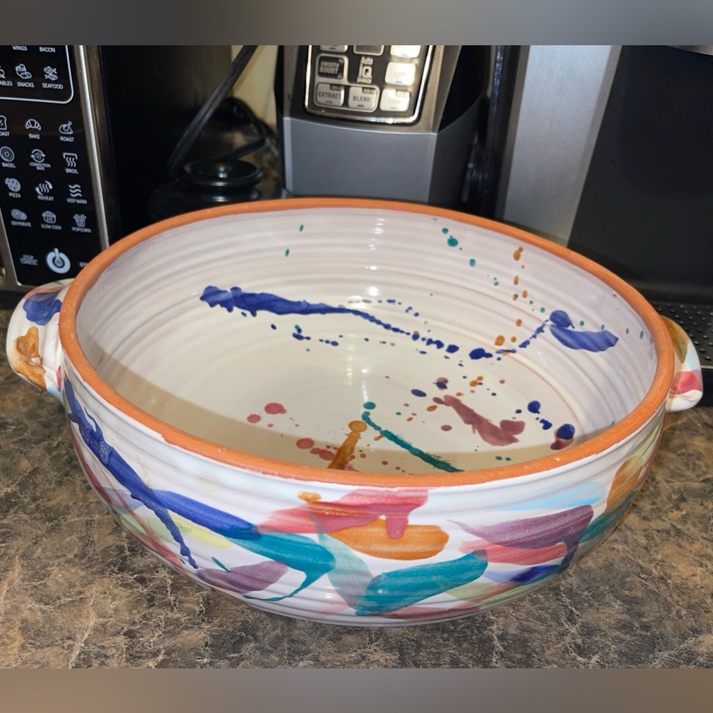 Large Vtg Terracotta Glazed Signed Art Studio  Serving Dish Rare